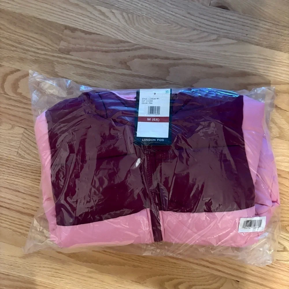 London Fog Pink Purple Kids Puffer Jacket 6X NEW Maroon Hooded Full Zip Winter